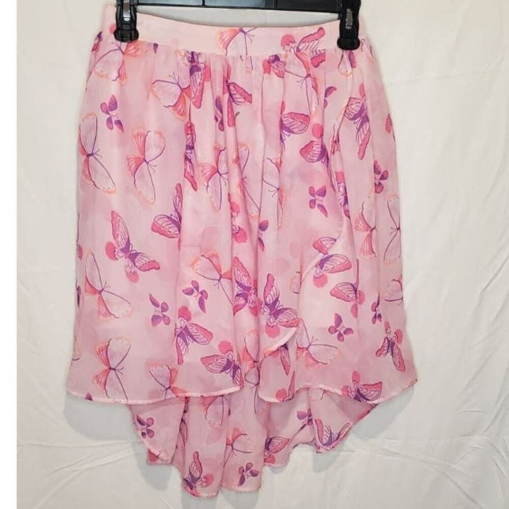 The Children’s Place Pink Butterfly Print Hi-Low Skirt Size Large